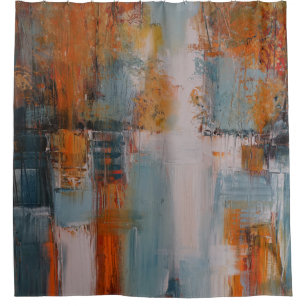 Orange, white, and teal abstract painting
