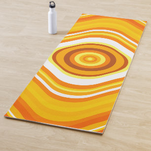 Orange, White and Yellow Sunset-Inspired Pattern Yoga Mat