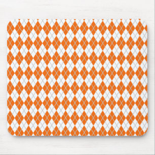 Orange & White Argyle Mouse Pad