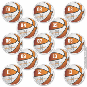 orange white basketball 13 athletes sheet of