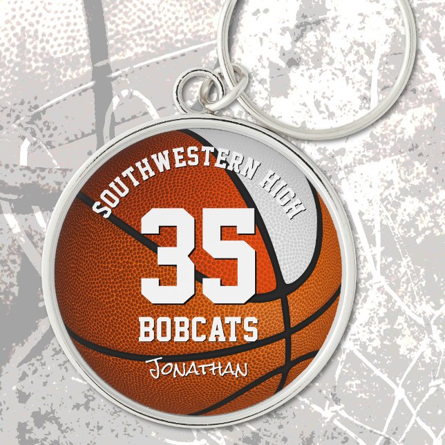 orange white basketball boy girl jersey number keychain (Creator Uploaded)