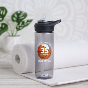 Orange white basketball club colours team name  water bottle