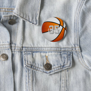 orange white basketball team spirit gifts 2 inch round button