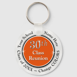 Orange White Black 30th High School Reunion Gifts Keychain