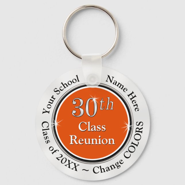 Orange White Black 30th High School Reunion Gifts Keychain (Front)