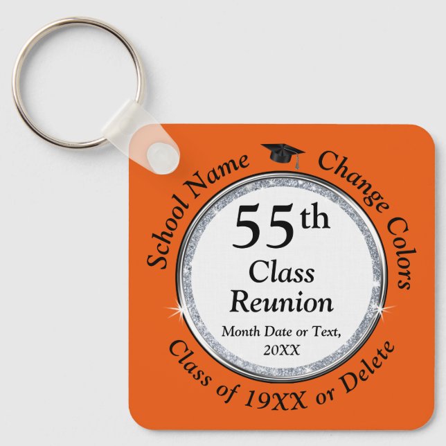 Orange, White, Black,, 55th Class Reunion, Favours Keychain (Front)