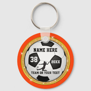 Orange, White, Black and Gold Girls Soccer Goodies Keychain