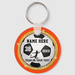 Orange, White, Black and Gold Girls Soccer Goodies Keychain