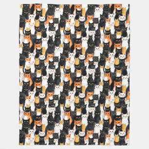Orange White Black Cats Fleece Blanket