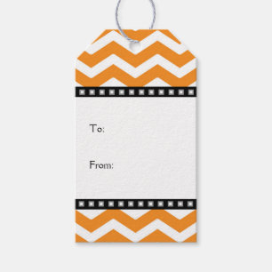 Orange White Black Chevron Gift Tags
