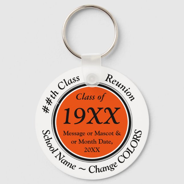 Orange White Black, Class Reunion Souvenirs, Keychain (Front)