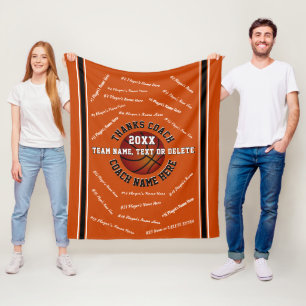 Orange White Black Presents for Basketball Coaches Fleece Blanket