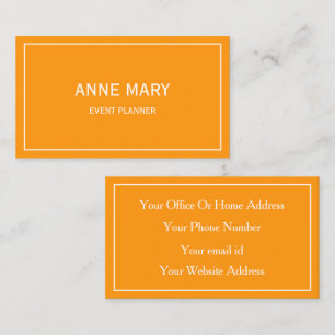 Orange White Bright Fall Colorful Event Planner Business Card