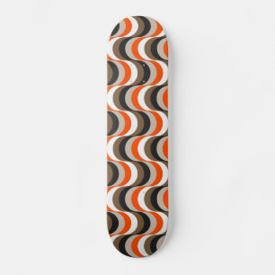 Orange, White, Brown Retro Fifties Abstract Art Skateboard