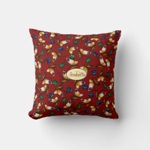 Orange white Butterflies, Emerald, Sapphire Throw Pillow