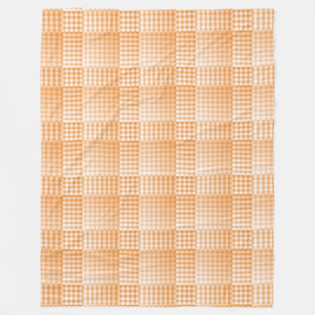 Orange White Checker Abstract Pattern Fleece Blanket (Front)