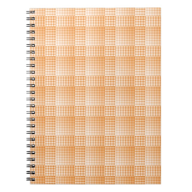 Orange White Checker Abstract Pattern Notebook (Front)