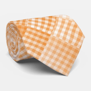 Orange White Checker Abstract Pattern Tie