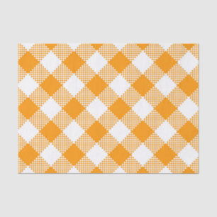 ORANGE & WHITE CHECKERED PLAID PATTERN TISSUE PAPER