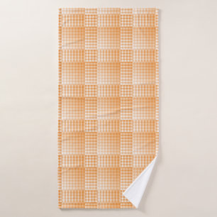 Orange White Chequered Abstract Pattern Bath Towel