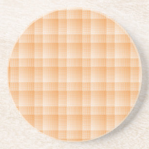 Orange White Chequered Abstract Pattern Coaster