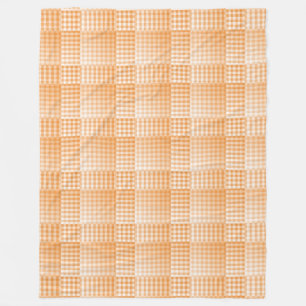 Orange White Chequered Abstract Pattern Fleece Blanket