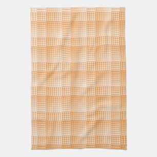 Orange White Chequered Abstract Pattern Kitchen Towel