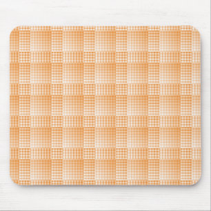 Orange White Chequered Abstract Pattern Mouse Pad