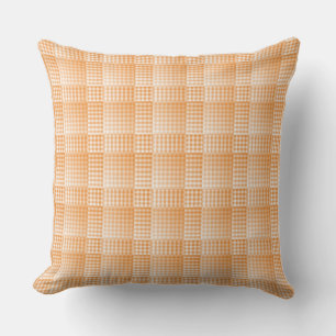 Orange White Chequered Abstract Pattern Throw Pillow