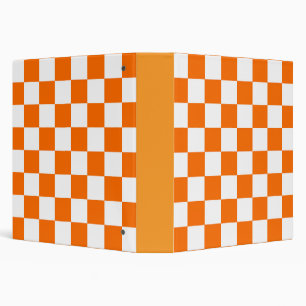 Orange White Chequered Check Pattern Binder