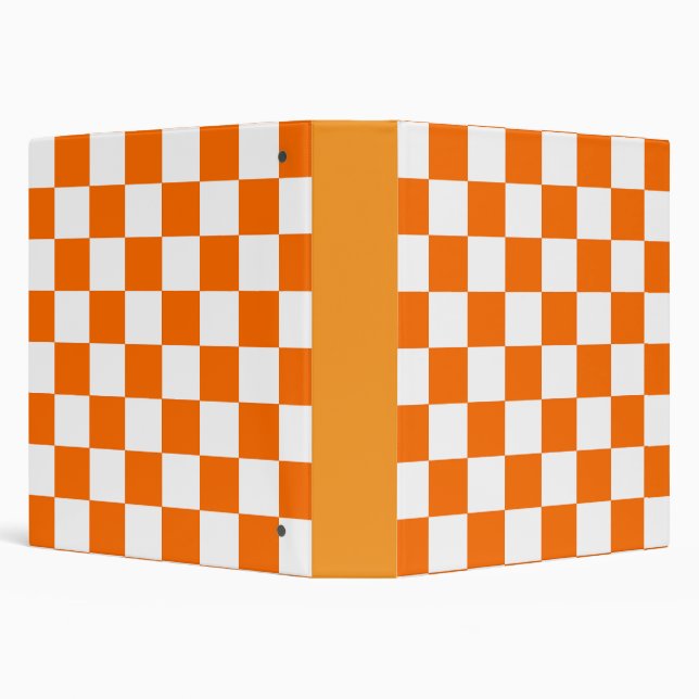 Orange White Chequered Check Pattern Binder (Background)