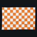 Orange White Chequered Check Pattern Kitchen Towel<br><div class="desc">Orange and White Check Chequered Geometric Squares Pattern Design</div>