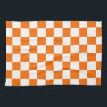 Orange White Chequered Check Pattern Kitchen Towel<br><div class="desc">Orange and White Check Chequered Geometric Squares Pattern Design</div>