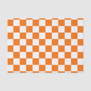 Orange White Chequered Check Pattern Tissue Paper