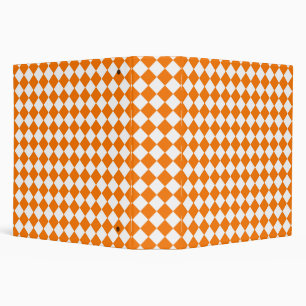 Orange White Chequered Diamond Pattern Binder