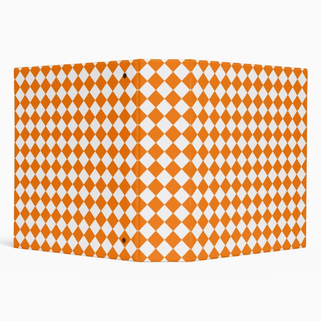 Orange White Chequered Diamond Pattern Binder (Background)