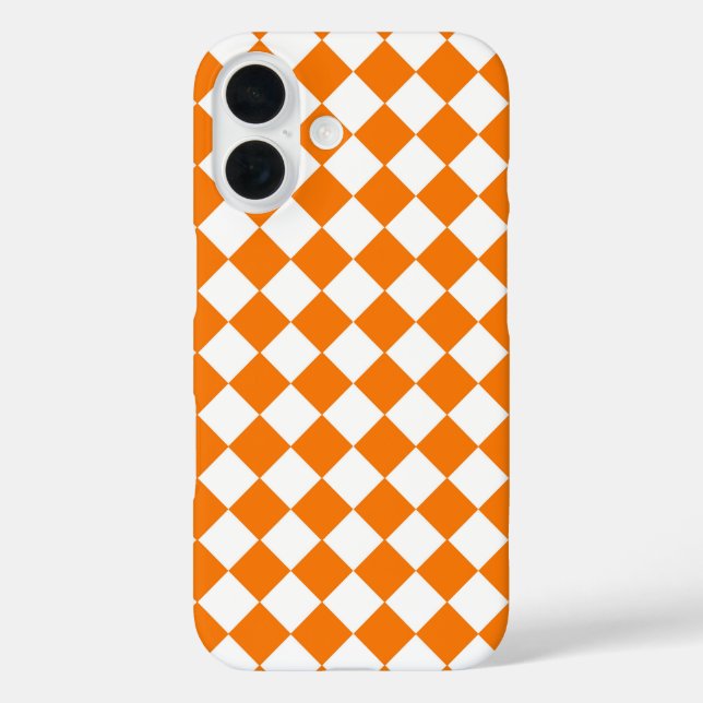Orange White Chequered Diamond Pattern Case-Mate iPhone Case (Back)