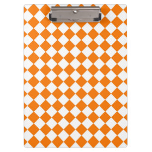 Orange White Chequered Diamond Pattern Clipboard