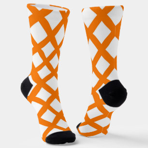 Orange White Chequered Diamond Pattern Socks