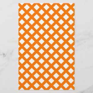 Orange White Chequered Diamond Pattern Stationery