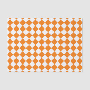 Orange White Chequered Diamond Pattern Tissue Paper