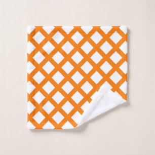 Orange White Chequered Diamond Pattern Wash Cloth