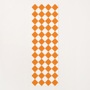 Orange White Chequered Diamond Pattern  Yoga Mat
