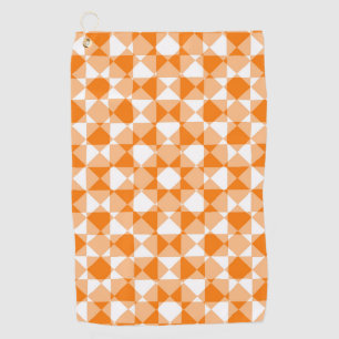 Orange White Chequered Diamond Plaid Pattern Golf Towel