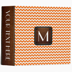 Orange White Chevron Custom Monogram Binder