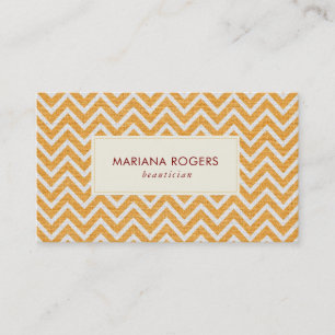 Orange & White Chevron Pattern Business Card