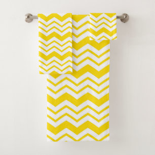 Orange White Chevron Zigzag Pattern Design  Bath Towel Set