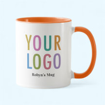 Orange & White Coffee Mug Custom Logo Personalized