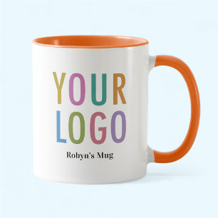 Orange & White Coffee Mug Custom Logo Personalized
