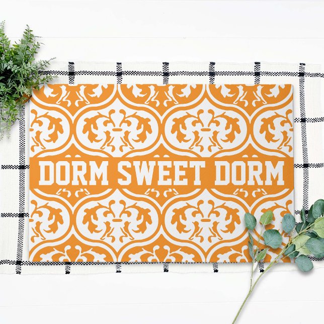 Orange White College Cool Fun Dorm School Home Doormat (Creator Uploaded)
